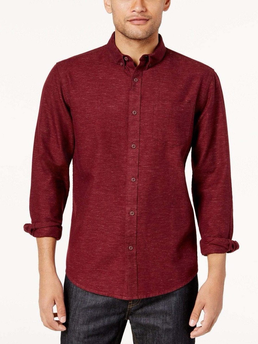 American Rag Men's Button-Down Shirt In Maroon
